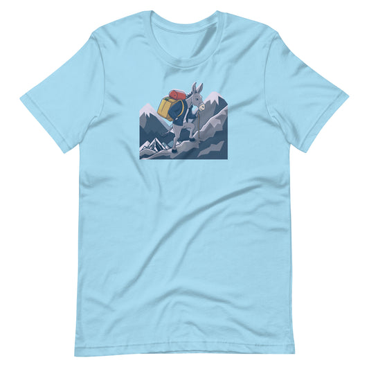 Donkey climbing mountain Unisex t-shirt